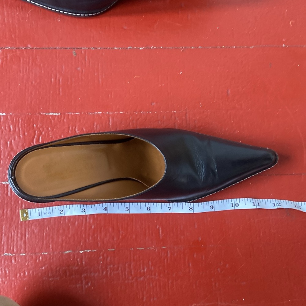 Donald J. Pliner Black Pointed Leather Slip-On Mules - Picture 5 of 5